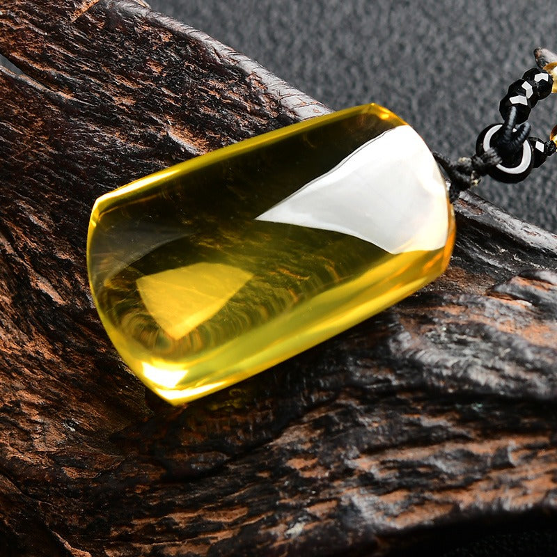 Large Brazilian natural orange-yellow crystal peace and tranquility pendant