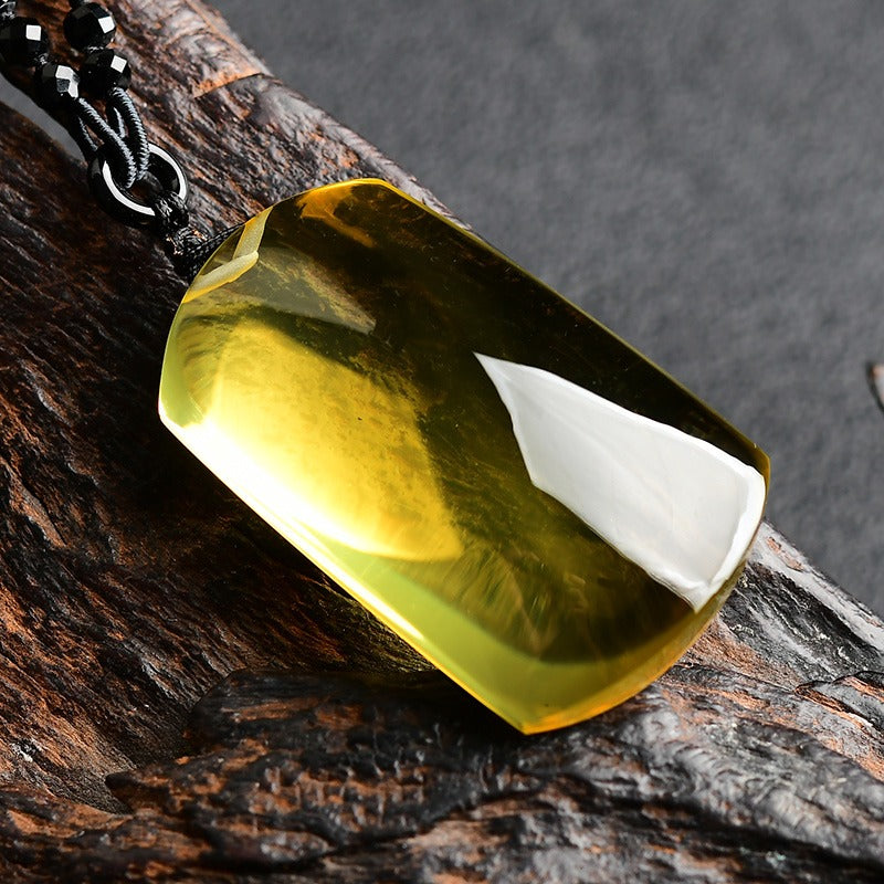 Large Brazilian natural orange-yellow crystal peace and tranquility pendant