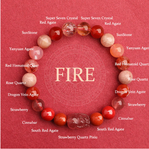 Five Elements Crystal Multi-treasure Green Strawberry Quartz Auspicious Bracelet