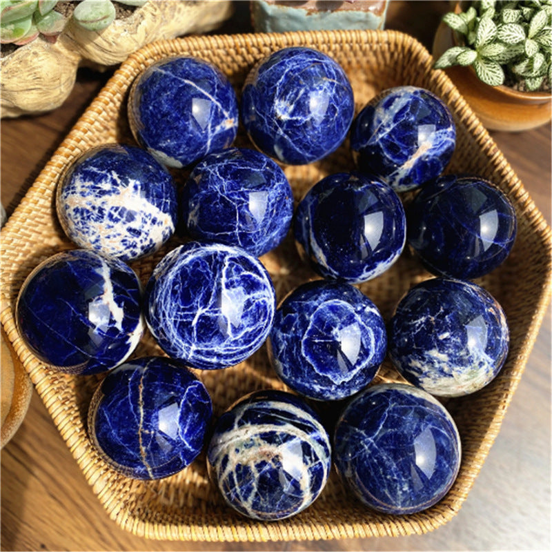 Natural Crystal 8CM Blue Stone Ball Ornament