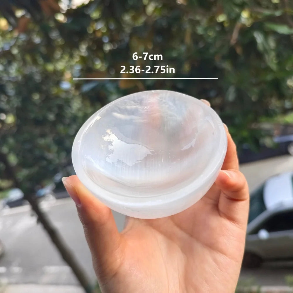 Natural Selenite Bowl Crystal Stone Quartz Minerals Reiki Craft Gifts Energy Healing Demagnetization Luck Spiritual Home Decor