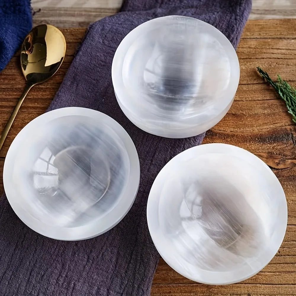 Natural Selenite Bowl Crystal Stone Quartz Minerals Reiki Craft Gifts Energy Healing Demagnetization Luck Spiritual Home Decor