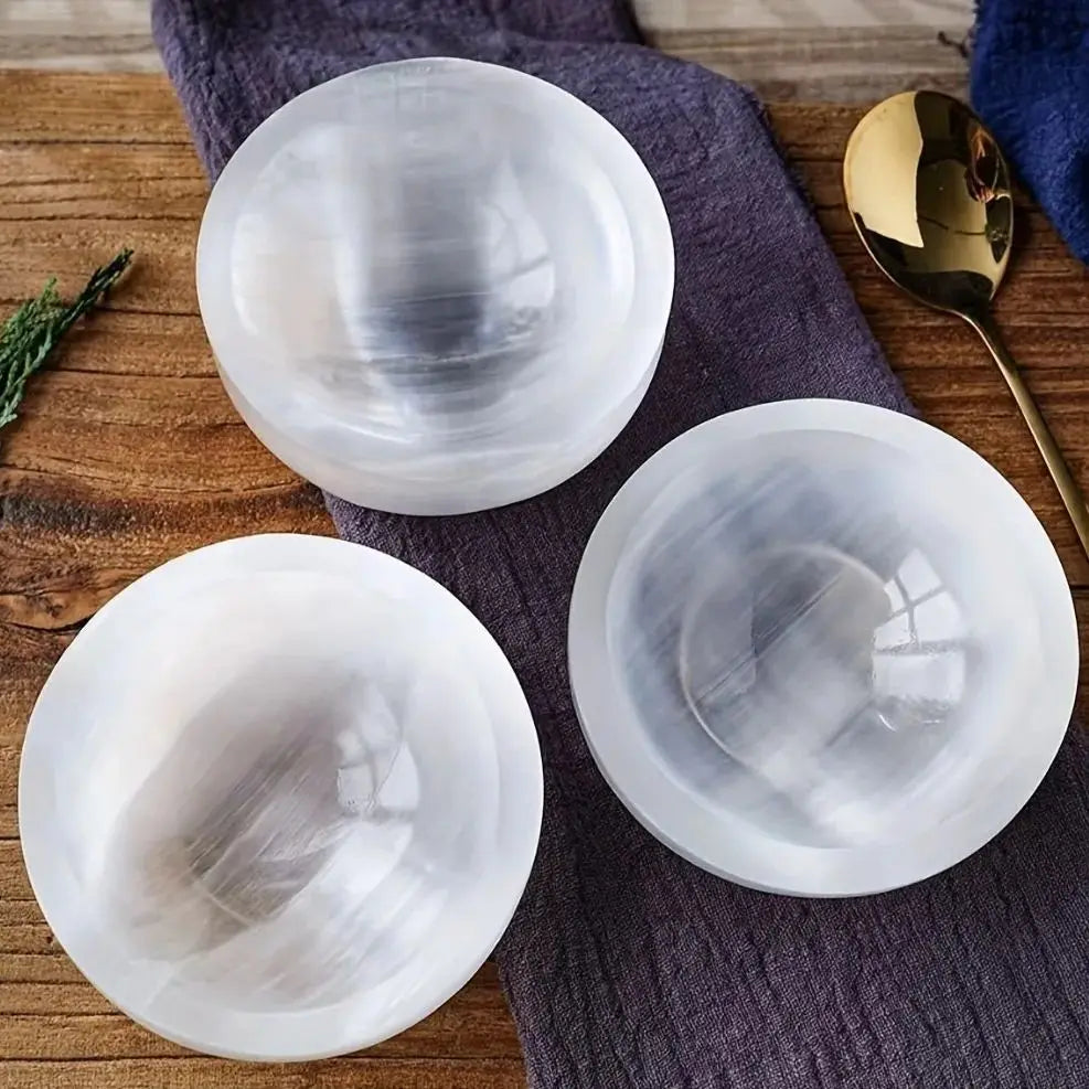 Natural Selenite Bowl Crystal Stone Quartz Minerals Reiki Craft Gifts Energy Healing Demagnetization Luck Spiritual Home Decor