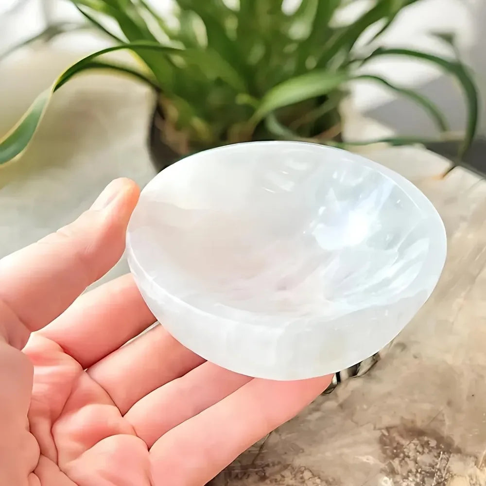 Natural Selenite Bowl Crystal Stone Quartz Minerals Reiki Craft Gifts Energy Healing Demagnetization Luck Spiritual Home Decor