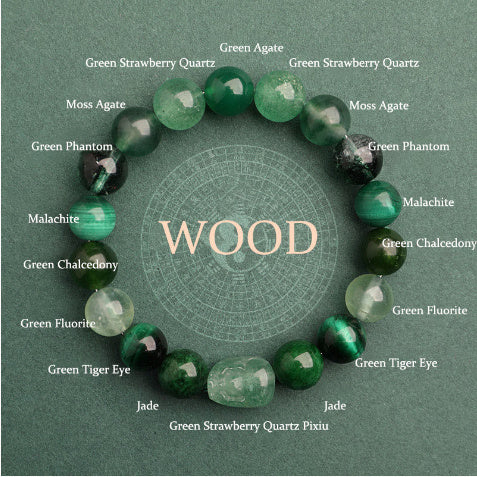 Five Elements Crystal Multi-treasure Green Strawberry Quartz Auspicious Bracelet
