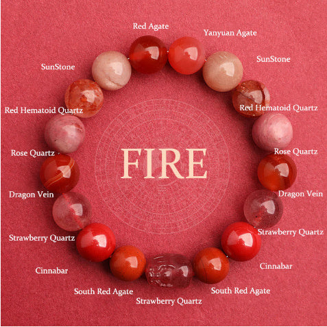Five Elements Crystal Multi-treasure Green Strawberry Quartz Auspicious Bracelet