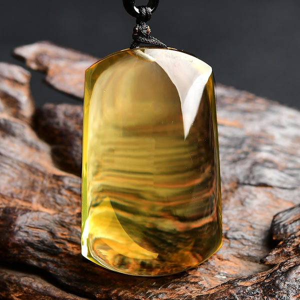 Large Brazilian natural orange-yellow crystal peace and tranquility pendant