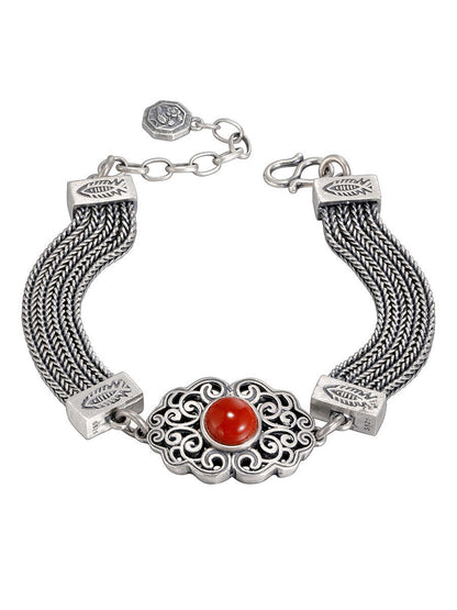 Vintage Inlaid South Red Woven Bracelet For Women With A High-end Feel