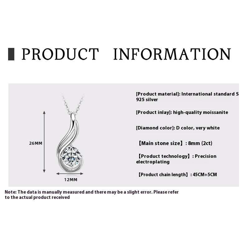 Water Drop Pendant Female Light Luxury Silver Necklace
