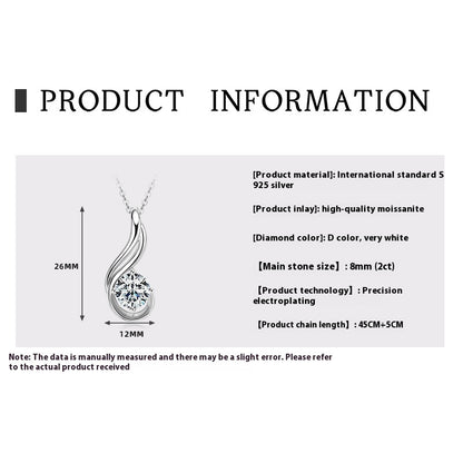 Water Drop Pendant Female Light Luxury Silver Necklace
