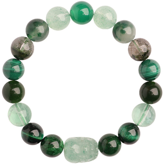Five Elements Crystal Multi-treasure Green Strawberry Quartz Auspicious Bracelet