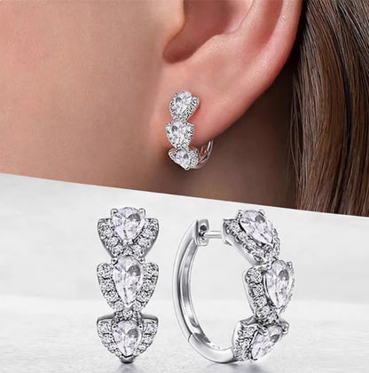 Klein Blue Zirconia Elegant Hoop Earrings