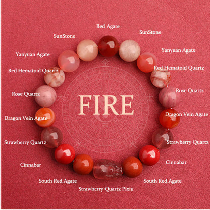 Five Elements Crystal Multi-treasure Green Strawberry Quartz Auspicious Bracelet