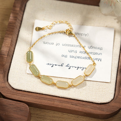 S925 Silver Hetian Jade Gradient Bracelet Light Luxury Advanced