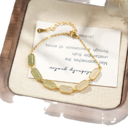 S925 Silver Hetian Jade Gradient Bracelet Light Luxury Advanced