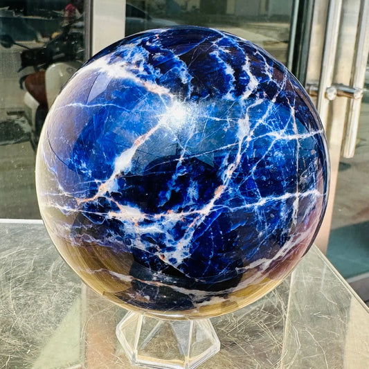Natural Blue Sodalite Quartz Crystal Sphere Healing