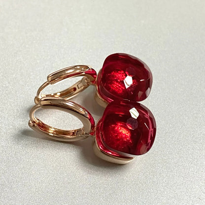 Classic Crystal Earrings Candy Square Earrings Platinum Plated Water Drop Candy Color Earrings Women Crystal Jewelry Gift