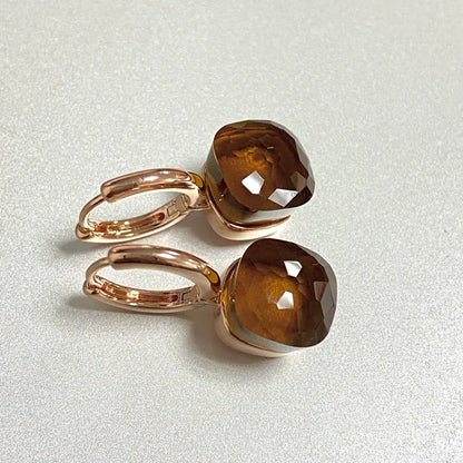 Classic Crystal Earrings Candy Square Earrings Platinum Plated Water Drop Candy Color Earrings Women Crystal Jewelry Gift