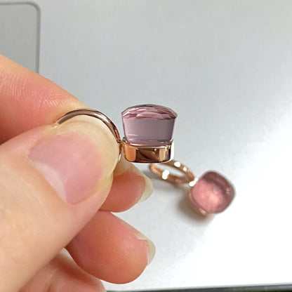 Classic Crystal Earrings Candy Square Earrings Platinum Plated Water Drop Candy Color Earrings Women Crystal Jewelry Gift