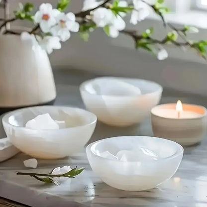 Natural Selenite Bowl Crystal Stone Quartz Minerals Reiki Craft Gifts Energy Healing Demagnetization Luck Spiritual Home Decor