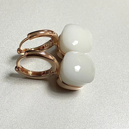 Classic Crystal Earrings Candy Square Earrings Platinum Plated Water Drop Candy Color Earrings Women Crystal Jewelry Gift