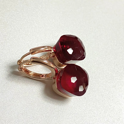 Classic Crystal Earrings Candy Square Earrings Platinum Plated Water Drop Candy Color Earrings Women Crystal Jewelry Gift