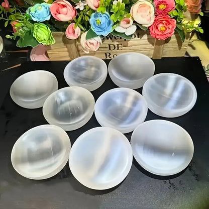 Natural Selenite Bowl Crystal Stone Quartz Minerals Reiki Craft Gifts Energy Healing Demagnetization Luck Spiritual Home Decor