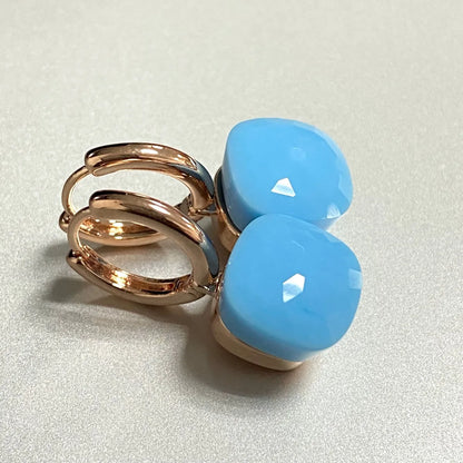 Classic Crystal Earrings Candy Square Earrings Platinum Plated Water Drop Candy Color Earrings Women Crystal Jewelry Gift