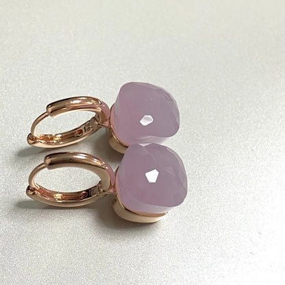 Classic Crystal Earrings Candy Square Earrings Platinum Plated Water Drop Candy Color Earrings Women Crystal Jewelry Gift