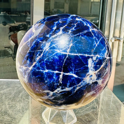 Natural Blue Sodalite Quartz Crystal Sphere Healing