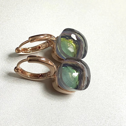 Classic Crystal Earrings Candy Square Earrings Platinum Plated Water Drop Candy Color Earrings Women Crystal Jewelry Gift