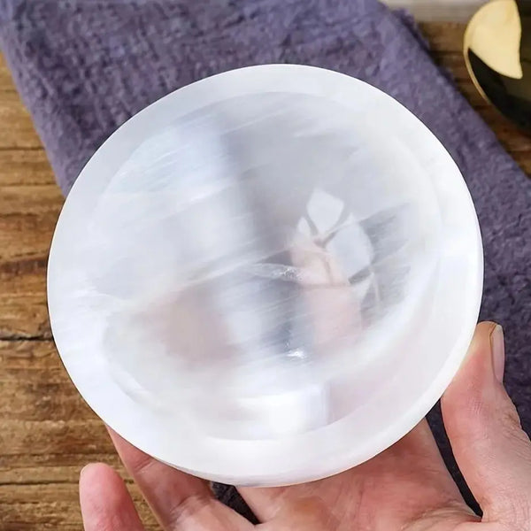 Natural Selenite Bowl Crystal Stone Quartz Minerals Reiki Craft Gifts Energy Healing Demagnetization Luck Spiritual Home Decor
