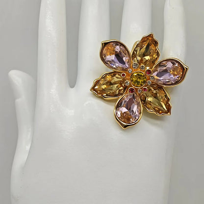 New 2025 large flower crystal ring, high-end luxury jewelry set, charming decorative gift for women