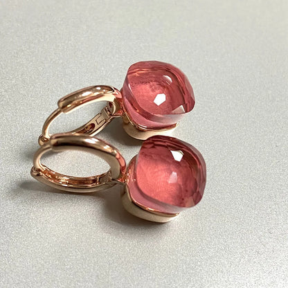 Classic Crystal Earrings Candy Square Earrings Platinum Plated Water Drop Candy Color Earrings Women Crystal Jewelry Gift
