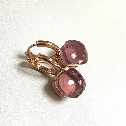 Classic Crystal Earrings Candy Square Earrings Platinum Plated Water Drop Candy Color Earrings Women Crystal Jewelry Gift