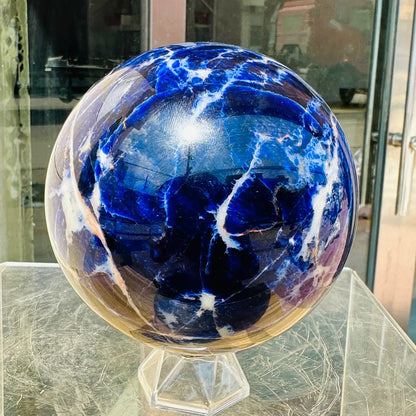 Natural Blue Sodalite Quartz Crystal Sphere Healing