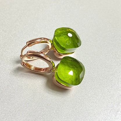 Classic Crystal Earrings Candy Square Earrings Platinum Plated Water Drop Candy Color Earrings Women Crystal Jewelry Gift