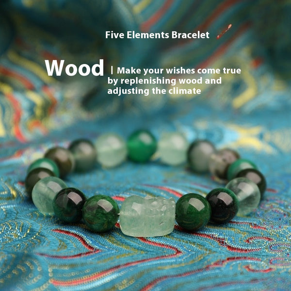 Five Elements Crystal Multi-treasure Green Strawberry Quartz Auspicious Bracelet