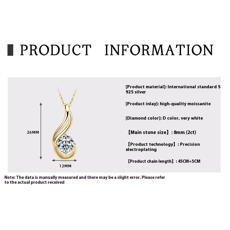 Water Drop Pendant Female Light Luxury Silver Necklace