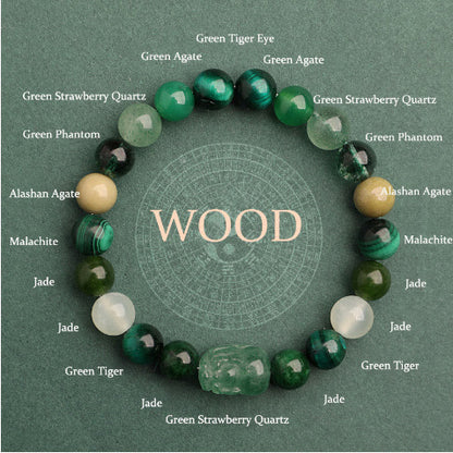 Five Elements Crystal Multi-treasure Green Strawberry Quartz Auspicious Bracelet